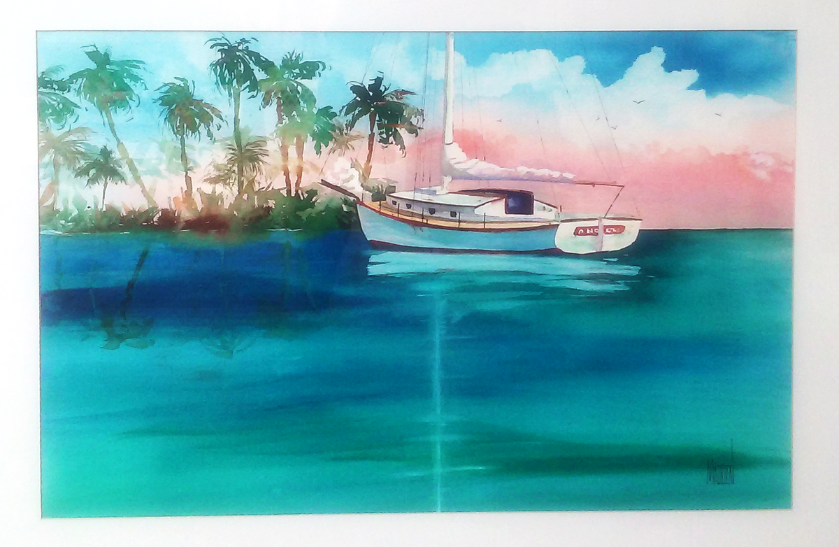 Sailboat in Tropics - Terry Madden Original Watercolor