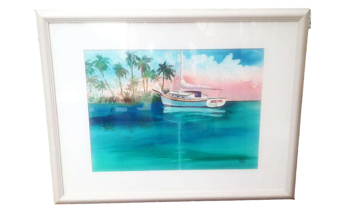 Sailboat in Tropics - Terry Madden Original Watercolor