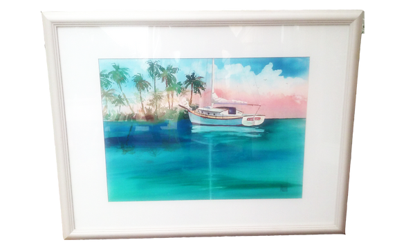 Sailboat in Tropics - Terry Madden Original Watercolor